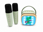 Bunt beleuchtete Karaoke Box mit zwei Mikrofonen
