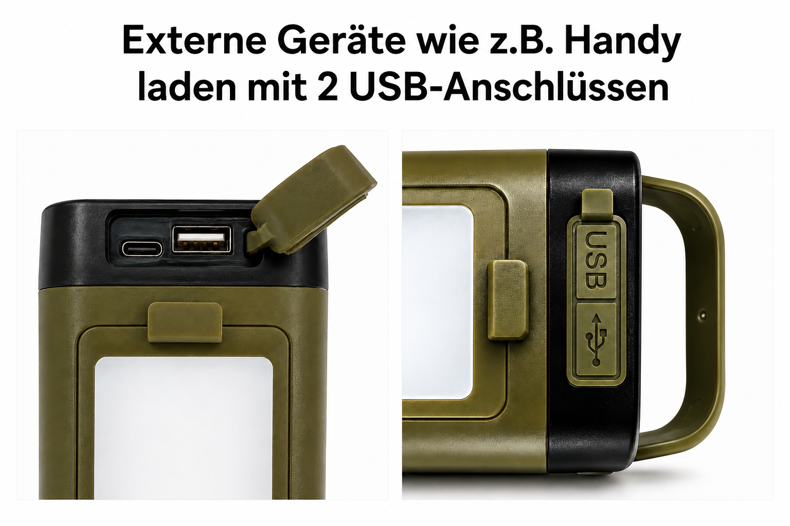 LED Campinglampe Taschenlampe Zeltleuchte Powerbank Solar USB Akku 4 in 1