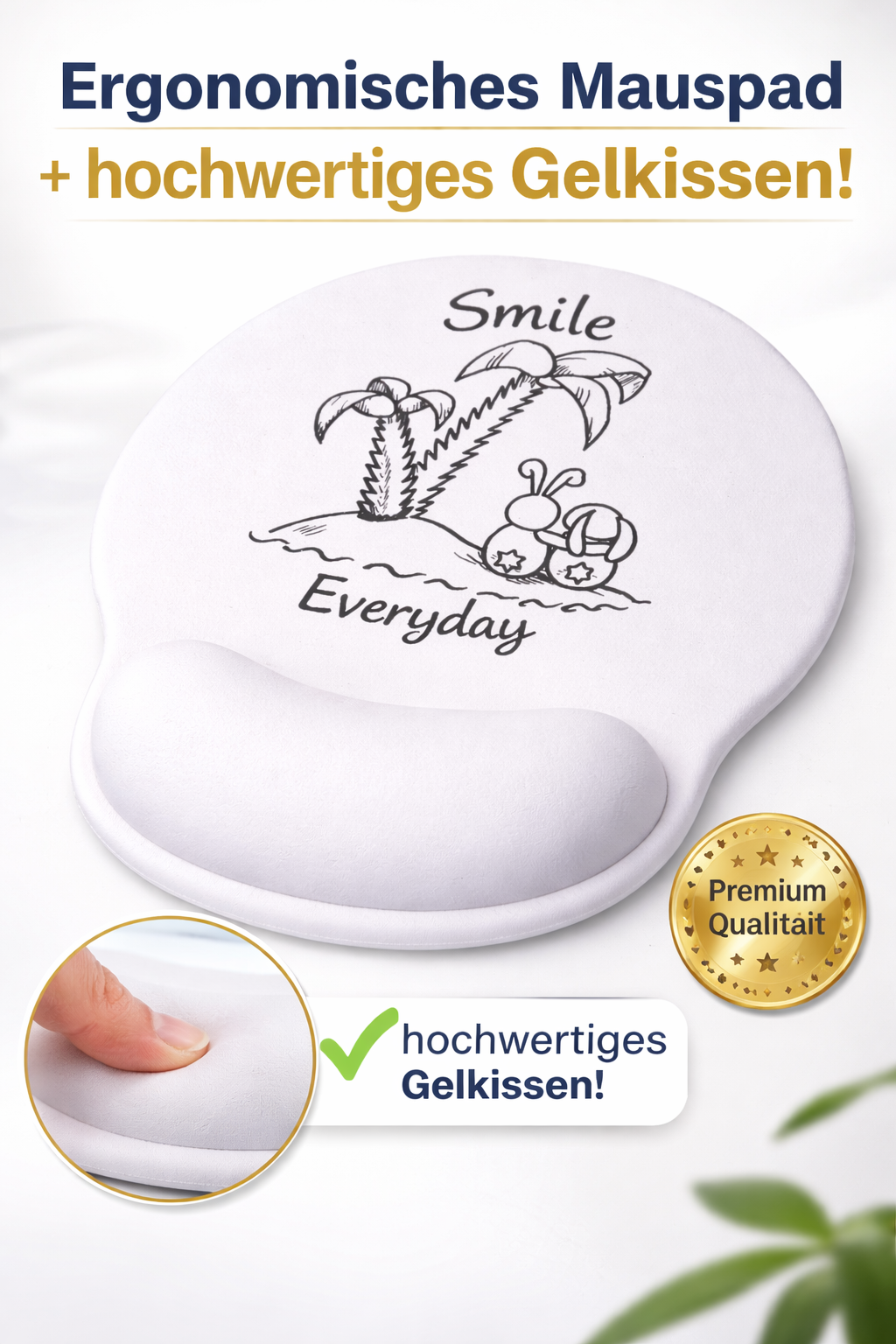 Ergonomisches Mauspad mit Gelkissen aus der Smile Everyday Kollektion