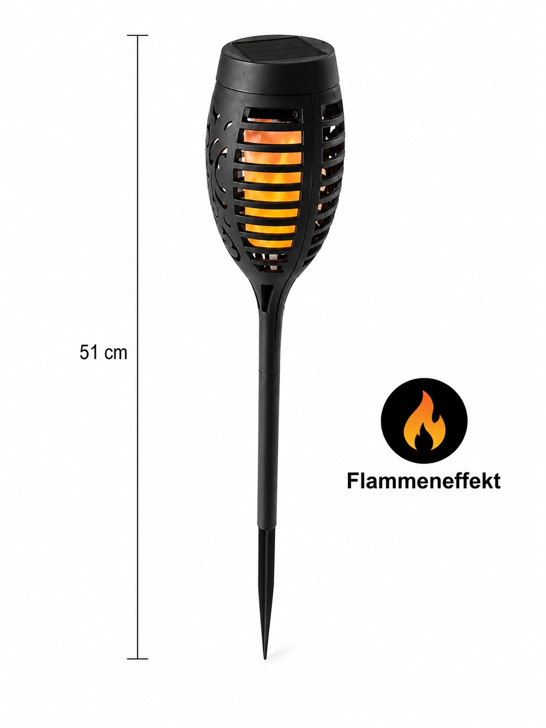 Solarleuchte Fackel mit Flammeneffekt