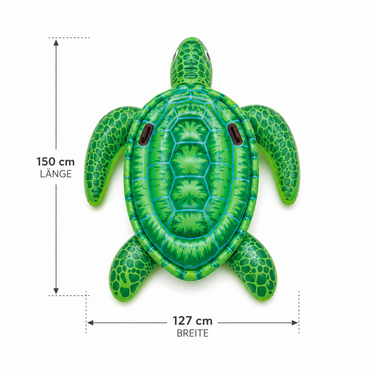 aufblasbare Schildkröte mit Bemaßung (150 cm x 127 cm)