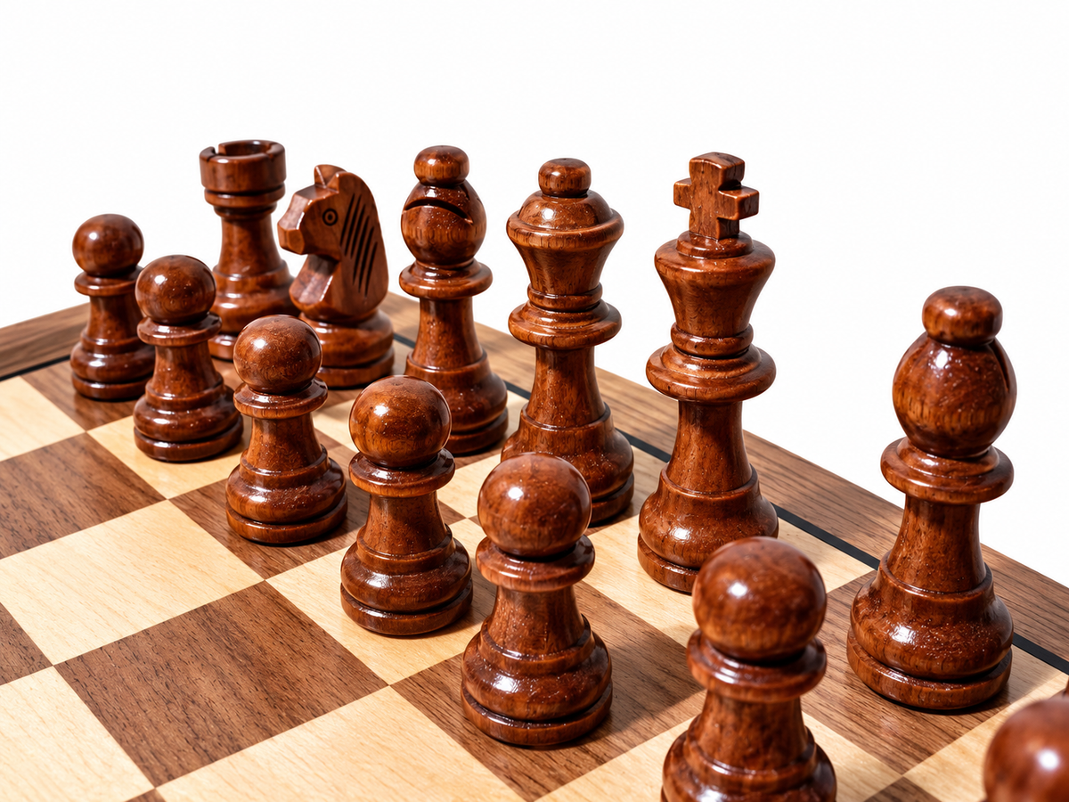 Großaufnahme von schwarzen Schachfiguren