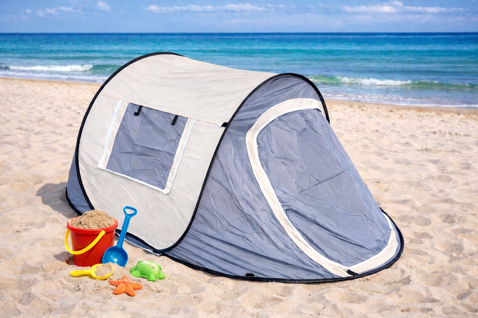 Pop up Zelt Strandzelt Sonnenschutz 2 Personen  Camping Strand UV-Schutz